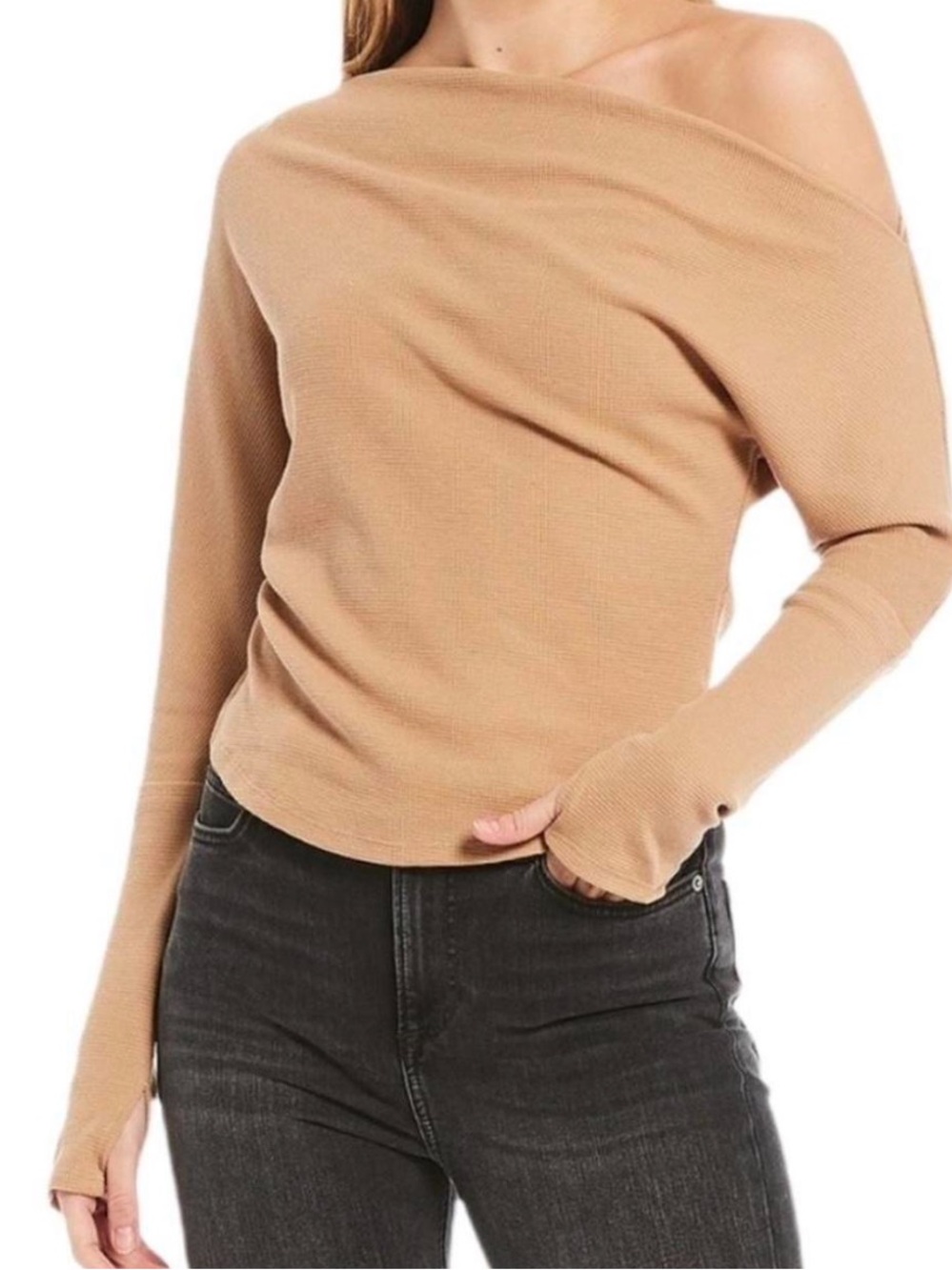 We The Free People Fuji Top Women's Extra Small Waffle Off The Shoulder Minimal